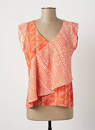 Top tissage crêpe sans manche orange ANDAMIO femme