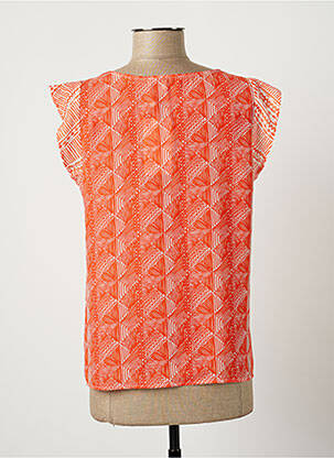 Top tissage crêpe sans manche orange ANDAMIO femme
