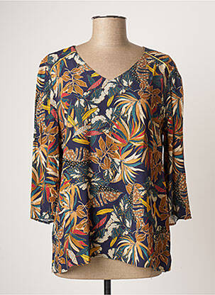 Blouse imprimé fantaisie manches 3/4 bleu GRIFFON femme