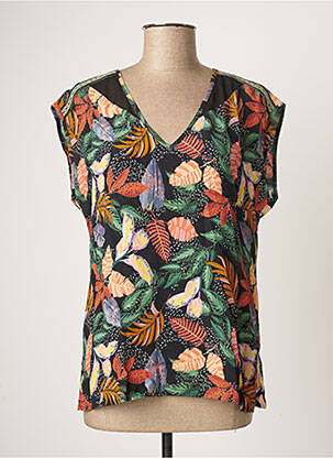 Blouse imprimé fantaisie sans manche vert ANDAMIO femme