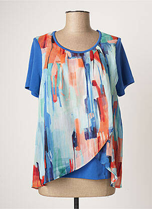 Top imprimé fantaisie manches courtes bleu FRANCE RIVOIRE femme