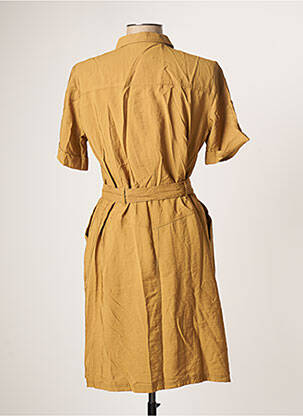 Robe mi-longue coupe fluide manches courtes marron EVA KAYAN femme
