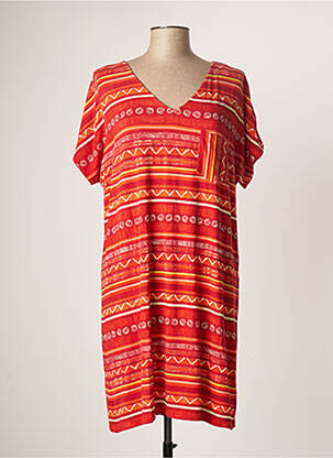 Robe mi-longue manches courtes manches courtes rouge AGATHE & LOUISE femme