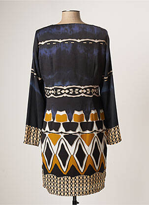 Robe mi-longue coupe fluide manches longues bleu ANDAMIO femme