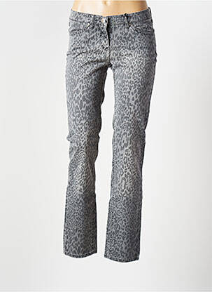 Pantalon slim broderie rivets taille basse gris TONI femme