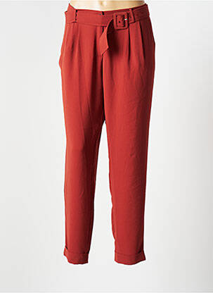 Pantalon droit tissage crêpe taille normale marron ANDAM femme