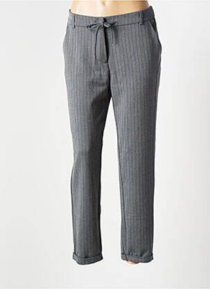 Pantalon chino broderie galons latéraux taille normale gris EVA KAYAN femme