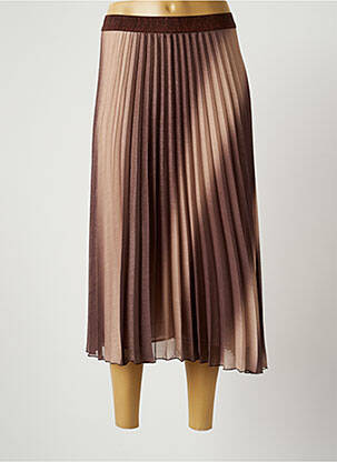 Jupe longue tissage plissé marron ANDAMIO femme
