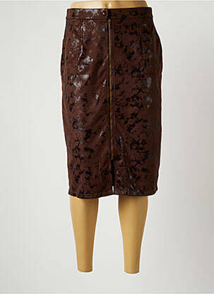 Jupe mi-longue doublure textile marron GREGORY PAT femme