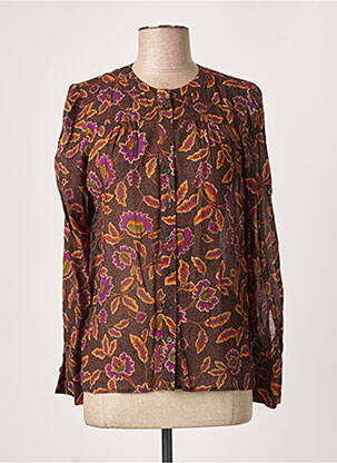 Chemisier tissage crêpe manches longues orange SET femme