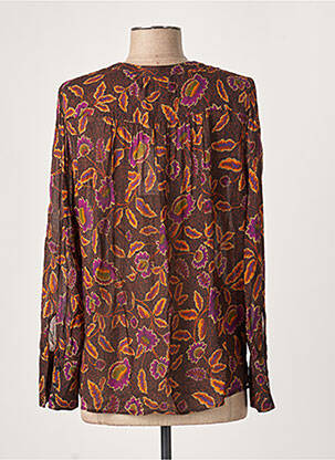 Chemisier tissage crêpe manches longues orange SET femme