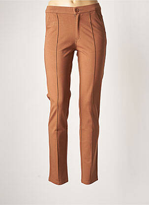 Pantalon chino fermeture zippée sous rabat boutonné taille normale marron YOULINE femme