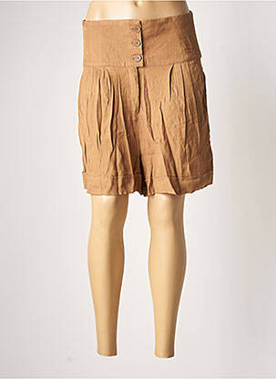 Short fermeture zippée sous rabat boutonné taille haute marron VILA femme