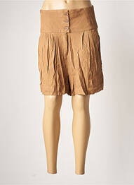 Short fermeture zippée sous rabat boutonné taille haute marron VILA femme