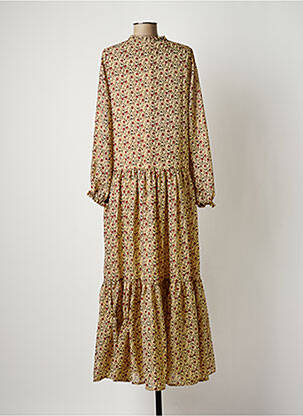 Robe longue manches longues manches longues beige PURPLE QUEEN femme