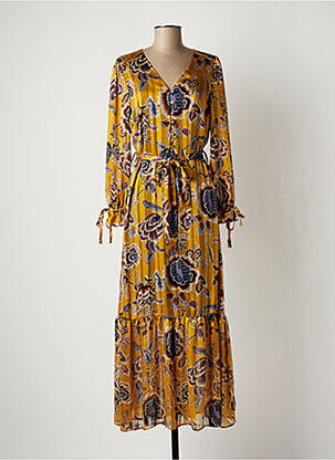 Robe longue manches longues manches longues jaune MOKA'S femme