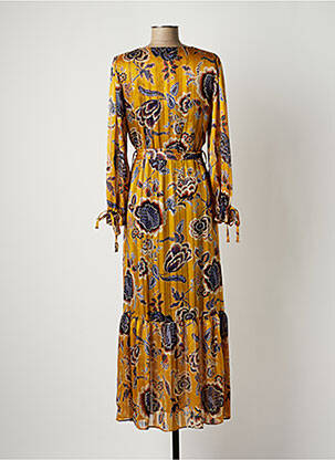 Robe longue manches longues manches longues jaune MOKA'S femme