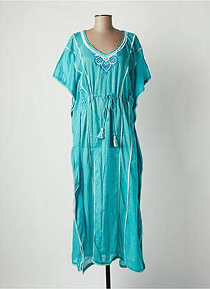 Robe longue manches courtes manches courtes bleu LA FIANCEE DU MEKONG femme