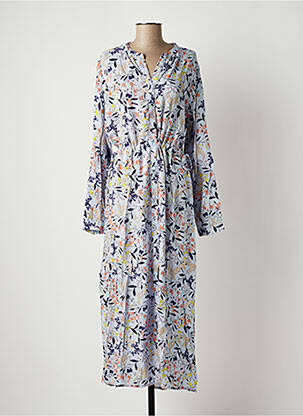 Robe mi-longue imprimé fleurs manches longues bleu SPARKZ femme