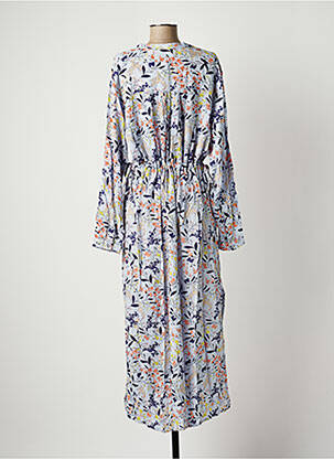 Robe mi-longue imprimé fleurs manches longues bleu SPARKZ femme