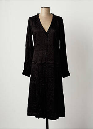 Robe mi-longue coupe fluide manches longues noir SPARKZ femme