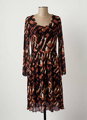 Robe mi-longue manches longues manches longues marron SPARKZ femme