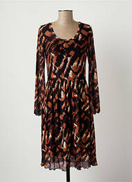 Robe mi-longue manches longues manches longues marron SPARKZ femme