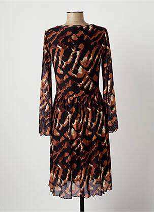 Robe mi-longue manches longues manches longues marron SPARKZ femme