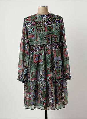 Robe mi-longue manches longues manches longues vert PURPLE QUEEN femme