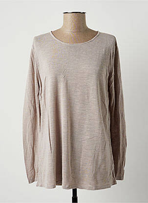 Pull tunique tissage chiné manches longues beige POLES femme