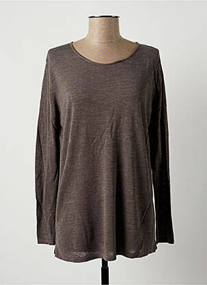 Pull tunique tissage chiné manches longues gris POLES femme
