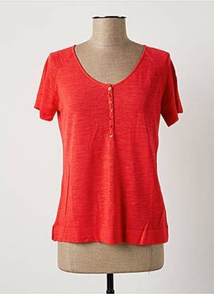 Top coupe fluide manches courtes rouge POLES femme