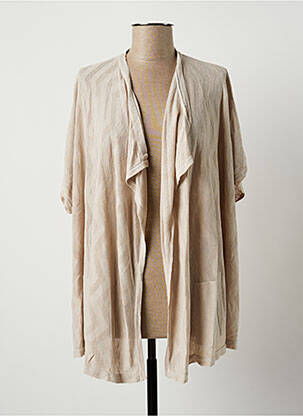 Gilet manches courtes maille fine beige POLES femme