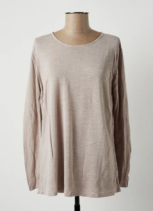 Pull tunique tissage chiné manches longues beige POLES femme