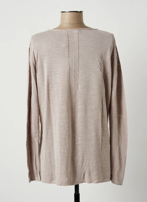Pull tunique tissage chiné manches longues beige POLES femme