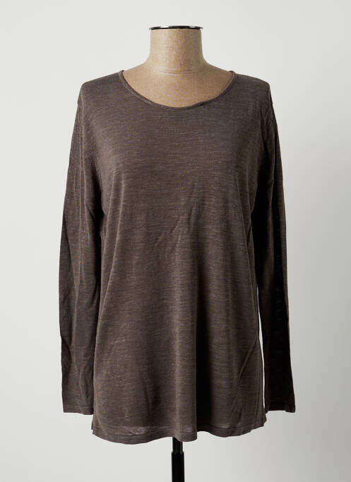 Pull tunique tissage chiné manches longues gris POLES femme