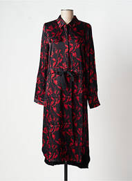 Robe mi-longue coupe fluide manches longues noir ROSE MON AMOUR femme