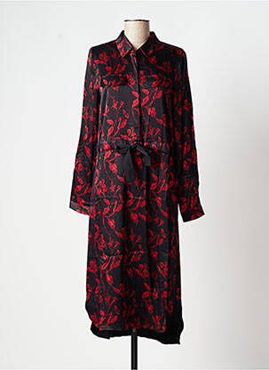 Robe mi-longue coupe fluide manches longues noir ROSE MON AMOUR femme