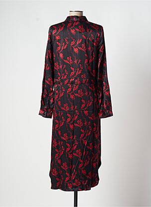 Robe mi-longue imprimé fleurs manches longues noir ROSE MON AMOUR femme