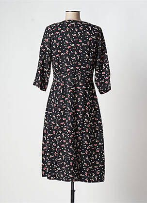 Robe mi-longue imprimé fleurs manches courtes noir ROSE femme