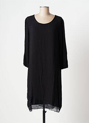 Robe mi-longue coupe fluide manches longues noir ELLEI femme