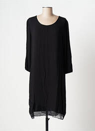 Robe mi-longue coupe fluide manches longues noir ELLEI femme