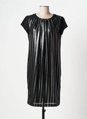 Robe mi-longue coupe fluide manches courtes noir TRUSSARDI JEANS femme
