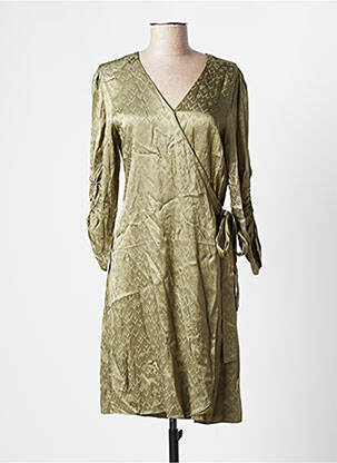 Robe mi-longue manches longues manches longues vert ROSE MON AMOUR femme
