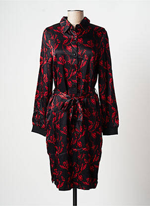 Robe mi-longue coupe fluide manches longues noir ROSE MON AMOUR femme