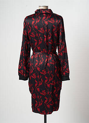 Robe mi-longue imprimé fleurs manches longues noir ROSE MON AMOUR femme