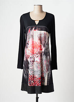 Robe mi-longue manches longues manches longues noir FRED SABATIER femme