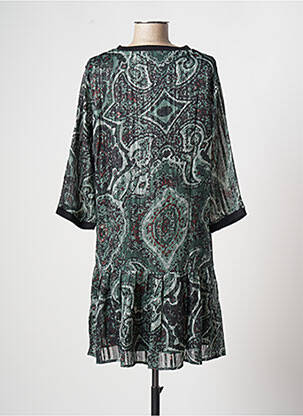 Robe courte coupe fluide manches 3/4 vert ROSE femme
