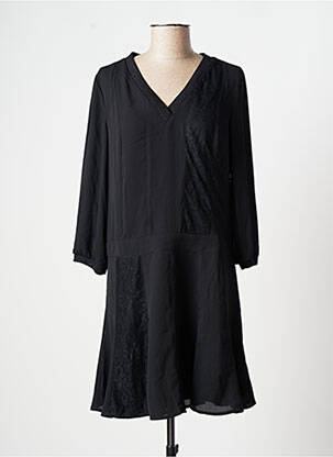 Robe courte manches 3/4 manches 3/4 noir ONE STEP femme