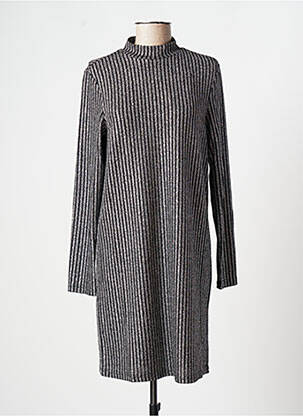 Robe courte fermeture zippée au dos manches longues gris ROSE MON AMOUR femme